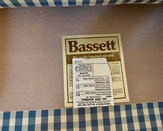 Bassett Furniture Blue & White Plaid Upholstered Couch