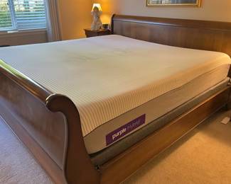 Purple Hybrid King Size Mattress, King Size Sleigh Bed Frame