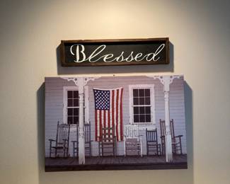 Americana Distressed Rocking Chairs on Porch Canvas Print