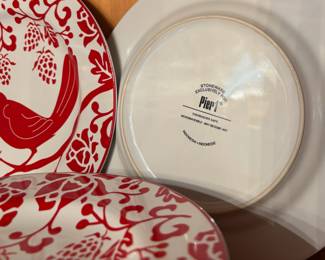  Pier 1 Red Bird Stoneware Salad Plates