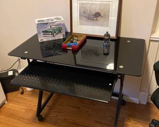 Black Glass Top Computer Desk