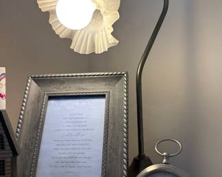 Art Deco Style Gooseneck Table Lamp with Ruffled Frosted Glass Shade