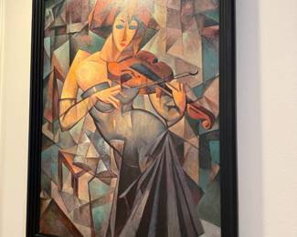 Framed Canvas Print "Woman With Violin" by Aleks Kargopoltsev
