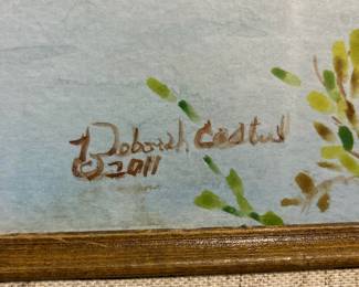 Framed Mountain Scene Watercolor Painting Signed Deborah C.