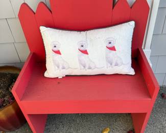 Small Red Wooden Bench