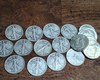 Silver half dollars.