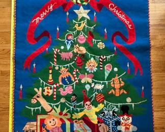 Handmade Needlepoint Christmas Wall Tapestry - Asking $75 