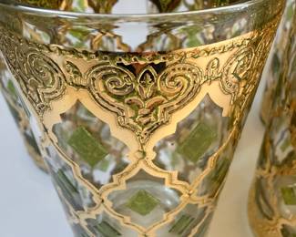 Vintage Moroccan Style Gold and Green Glass Tumblers - $140 for the set.