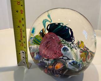 Contemporary Art Glass Paperweight with Multicolored Swirls - Asking $99 