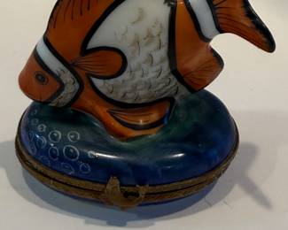 Limoges France Peint Main Fish Trinket Box - Asking $75 