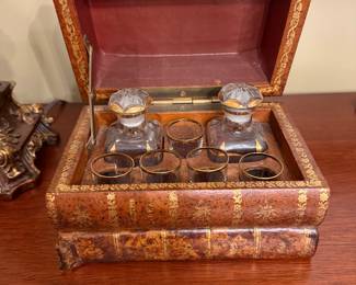 Vintage French Book-Form Decanter Set - Asking $199