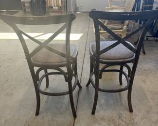 Cross-Back Wooden Bar Stools - $99 each - Only selling as a pair.