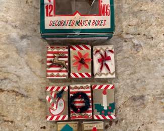 Vintage Christmas Decorated Match Boxes Set - Asking $29 