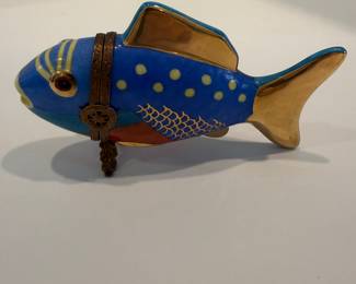 Limoges France Peint Main Fish Trinket Box - Asking $99 