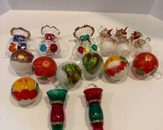 Handcrafted Glass Christmas Ornaments Set - Asking $99 for the set. 