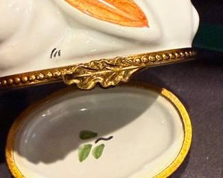 Rochard Limoges Hand-Painted Porcelain Rabbit Trinket Box - Asking $149 