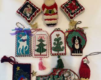 Handcrafted Needlepoint Christmas Ornaments Collection - Asking $99 for the set. 