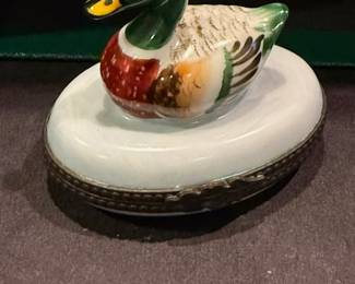 Rochard Hand-Painted Limoges Box with Duck Figurine - Asking $149 