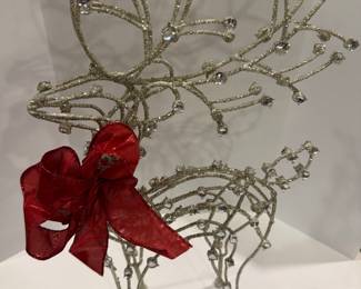 Glittering Wire Reindeer with Red Bow - $20 