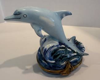 Limoges Hand-Painted Dolphin Figurine Box - Asking $99 