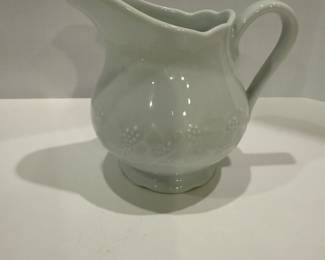 Vintage Porcelain Pitcher with Floral Relief - Asking $29 