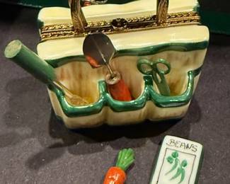 Rochard Limoges Porcelain Garden Tool Box Trinket Box - Asking $149 