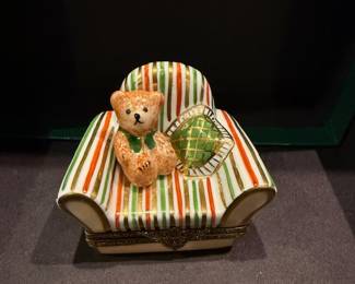 Rochard Limoges Hand-Painted Porcelain Box with Teddy Bear - Asking $149 