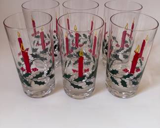 Vintage Holiday Candle Glass Tumblers Set - Asking $49 
