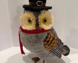 Decorative Owl Figurine with Top Hat and Scarf - Asking $20 