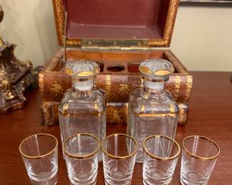Vintage French Book-Form Decanter Set - Asking $199