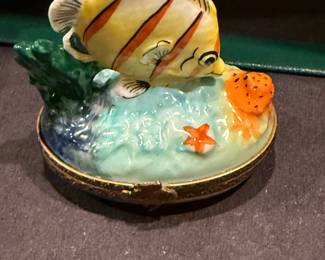 Limoges France Hand-Painted Fish Trinket Box - $99 