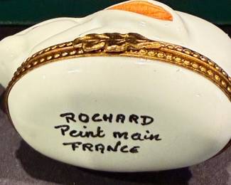 Rochard Limoges Hand-Painted Porcelain Rabbit Trinket Box - Asking $149 