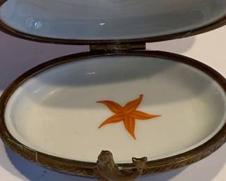 Limoges France Peint Main Fish Trinket Box - Asking $75