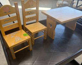 Hand-Painted Children's Table and Chair Set - $25