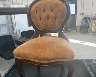 Victorian Style Carved Wood Chair with Upholstered Seat - Asking $99