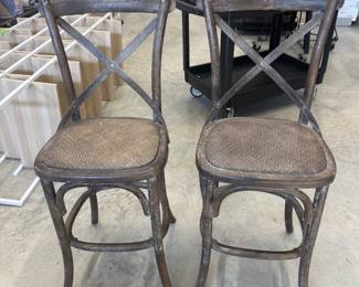 Cross-Back Wooden Bar Stools - $99 each - Only selling as a pair.