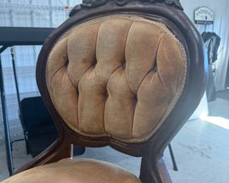 Victorian Style Carved Wood Chair with Upholstered Seat - Asking $99