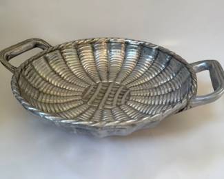 Vintage Metal Basket Weave Serving Dish - $49