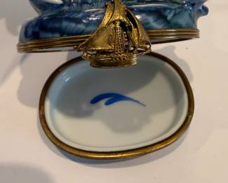 Limoges Hand-Painted Dolphin Figurine Box - Asking $99