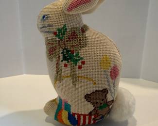 Handcrafted Needlepoint Rabbit Plush - Asking $29 