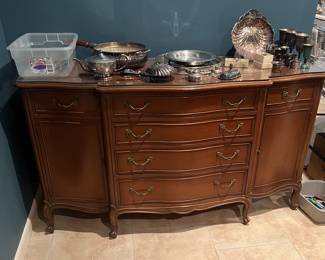 Drexel buffet with pacific cloth lined sectioned silver drawers