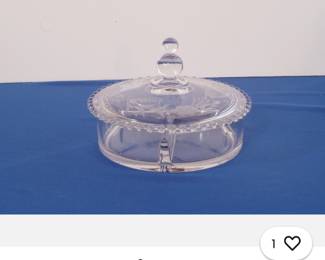 Cut crystal divided candy dish with lid