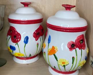 Ceramic floral cookie jars 