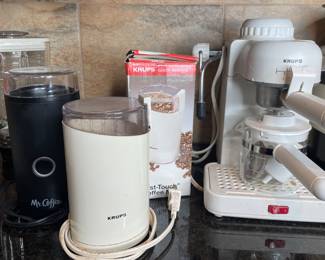 Krups & Mr Coffee espresso maker and coffee grinders 