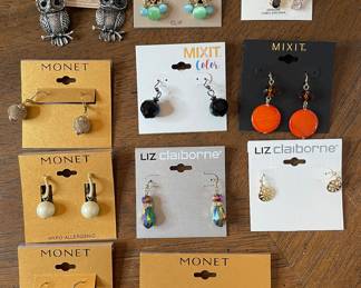New old stock: Monet, Liz Claiborne, Drapers & Damons, Betsey Johnson earrings 
