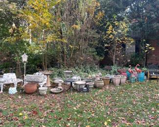 Tables, chairs, planters, lawn decor 