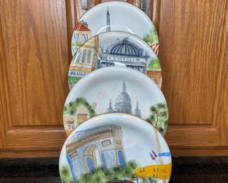 Earthenware Parisian theme plate set 