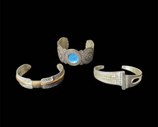 Signed Sterling silver bracelets and watch: Lee Bennett, L Blackgoat, JWJ