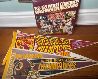 Vtg Washington Redskins Super Bowl pennants & calendar 