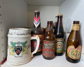 Huge collection of vintage beer bottles & cans 